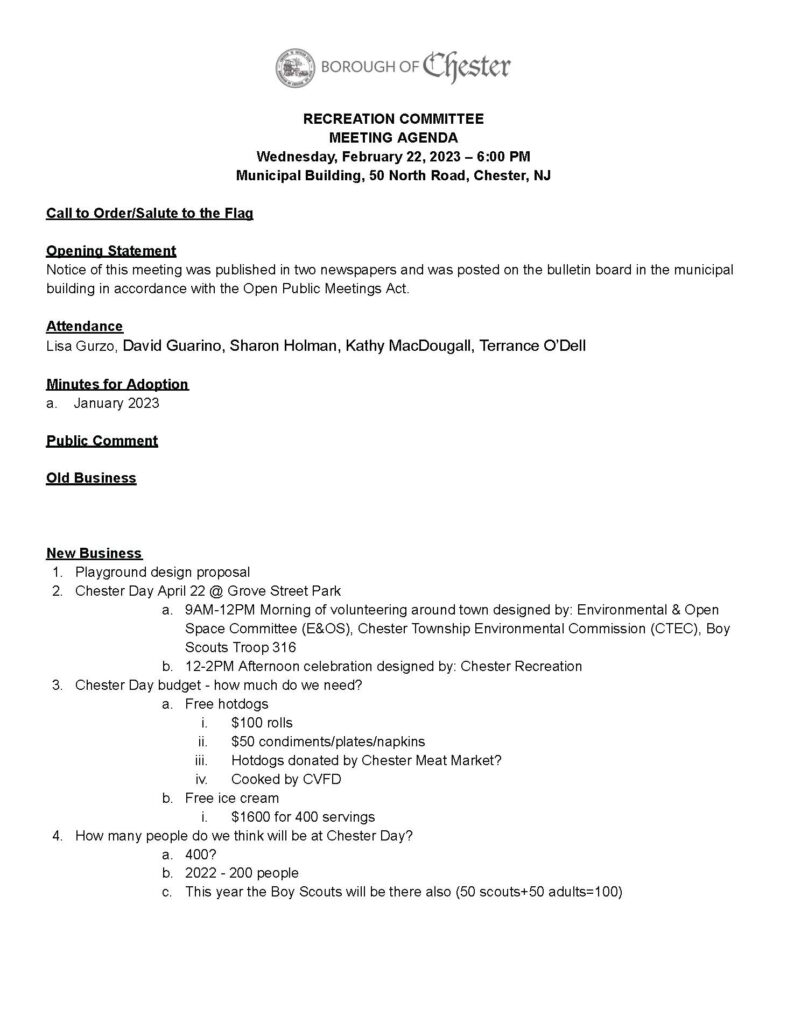 2023-02-22 Recreation Committee Meeting Agenda_Page_1