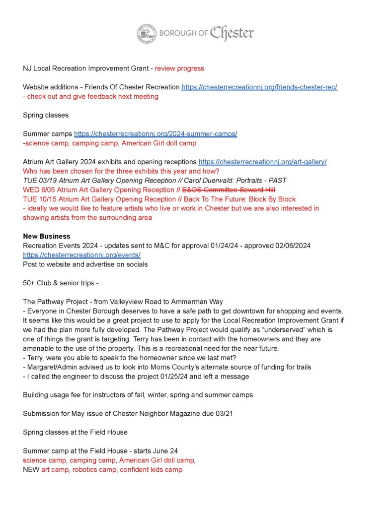 2024-03-20 Recreation Committee Meeting Agenda & Minutes_Page_2