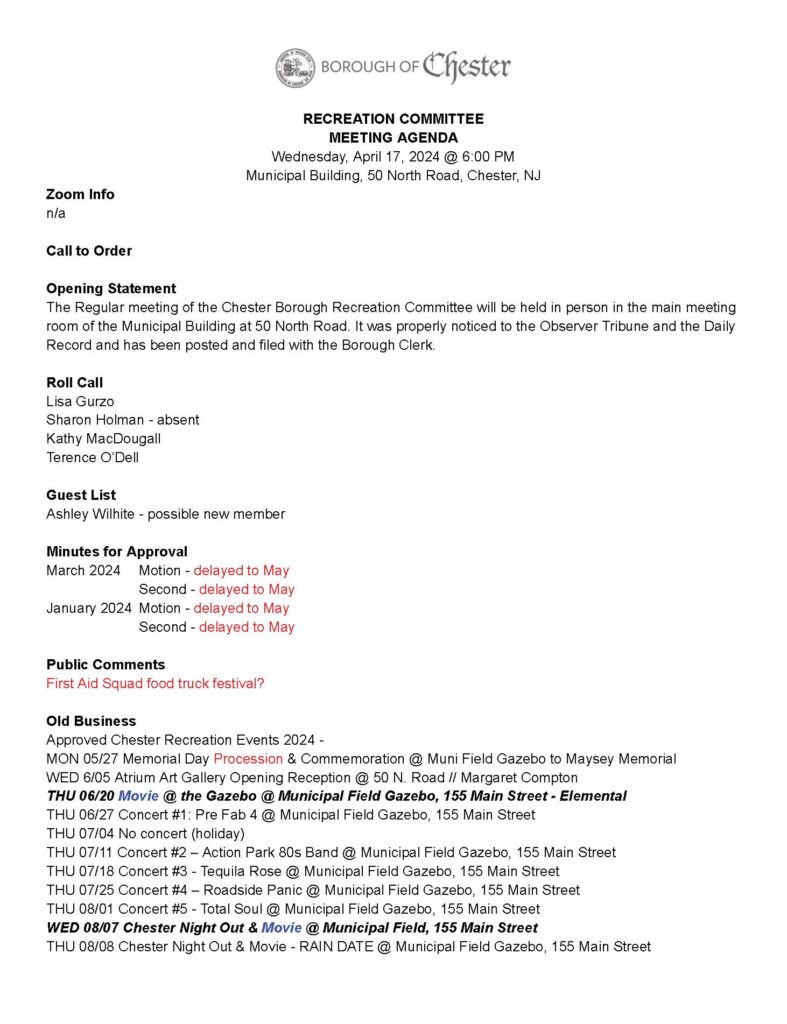 2024-04-17 Recreation Committee Meeting Agenda & Minutes_Page_1