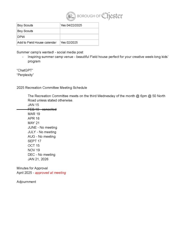 2025-04-23 Recreation Committee Meeting Agenda & Minutes _Page_3