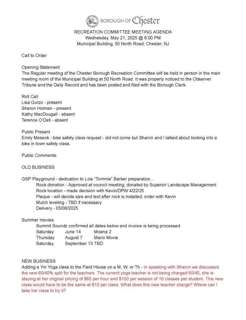 2025-05-21 Recreation Committee Meeting Agenda & Minutes _Page_1